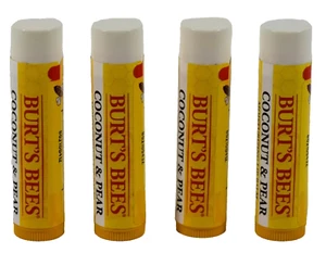 4 Burt's Bees Burts COCONUT PEAR Chap Lip Balm Moisturizing 0.15 oz Stick Tubes - Picture 1 of 3
