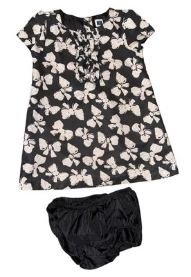 Vestido JANIE AND JACK Bows Forever Rosa y Negro con Volantes Talla 12-18 Meses Especial Foto 1 de 4