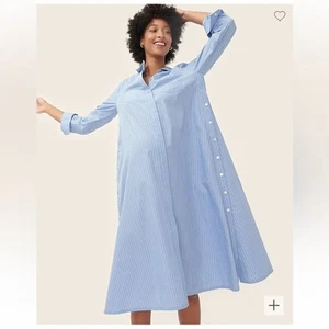 New HATCH The Jesse Shirtdress Blue Striped Maxi Cotton Women Maternity Size 2/M - Picture 1 of 11