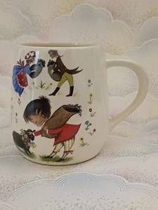 Brixham Pottery Mug Vintage 70s Baa Baa Black Sheep Nursery Rhyme Cup 9cm Tall - Picture 1 of 7