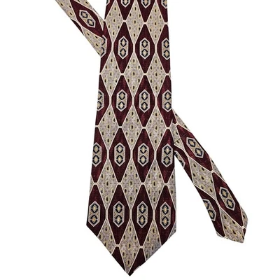 Corbata de seda para hombre roja gris geométrica Stafford Executive EE. UU. De colección formal ancha 57" Foto 1 de 4