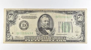 1934 A $50 Cleveland OH FRN Light Green Seal *7074 - Picture 1 of 3