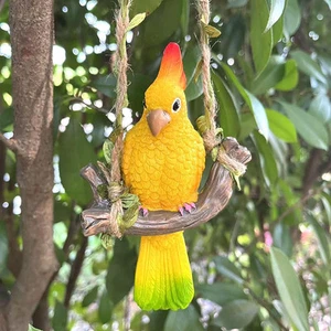 Resin Cartoon Parrot Swing Figurine Ornaments, Hanging Bird Sculpture Decor P... - Picture 1 of 6