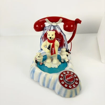 Coca-Cola Animated Musical Lightup Telephone Polar Bear Ices skating - Image 1 of 4