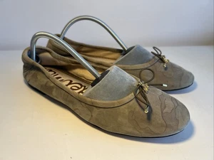 Sam Edelman Leather Ballet Flats Women’s UK 6 Camouflage Felicia Soft Khaki Bow - Picture 1 of 8