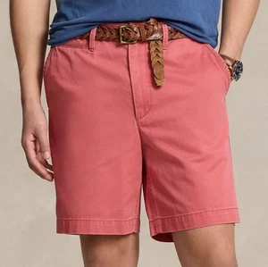 Polo Ralph Lauren Hombres 30 Calce Relajado 8" Chino Pantalones Cortos Nantucket Rojo con Poni Nuevo con Etiquetas - Imagen 1 de 13