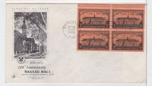 TurtlesTradingPost - Nassau Hall Princeton U #1083 - 1956 Artcraft FDC Block - Picture 1 of 1