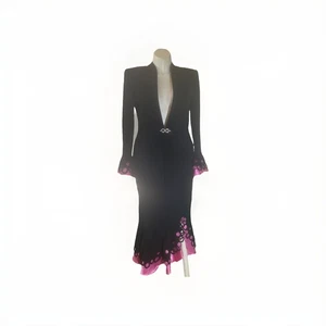 CARISSIMO Formal EVENING SKIRT SUIT Black & Pink Studs Embroidered NWT Size 12 - Picture 1 of 13