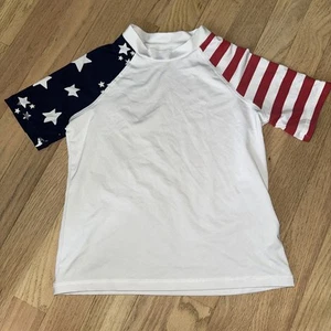 Cat & Jack Boys Size 8 Stars & Stripes Swim Rash Guard - Red White & Navy - Picture 1 of 4