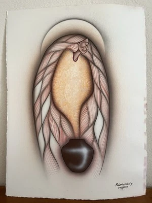 Original Robert Redbird Jr Painting KIOWA NATIVE AMERICAN Signed 30" x 22" - Image 1 of 4