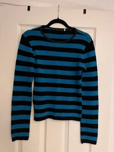 Women’s Skater Style Black & Blue Pullover Jumper Size Small - Picture 1 of 3
