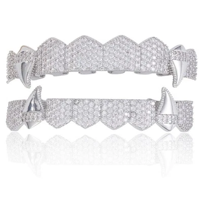 Hip Hop Grillz Dorado Cobre Vampiro Colmillos Dientes Parrilla Ropa Dental Fiesta Halloween... Foto 1 de 4