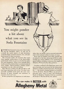 1950 Allegheny Metal: Soda Fountains Vintage Print Ad - Picture 1 of 1