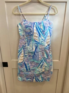 Lilly Pulitzer Women's Blue Sailboat Spaghetti Strap Dress Size 8 - Picture 1 of 5