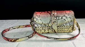 NEW Michael Kors Greenwich Dahlia Studded Snakeskin Purse 30T2GGRL2Y - Picture 1 of 15