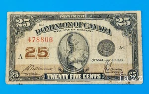 Shinplaster 1923 Canada Canadian 25 Cent Note 478806 - Picture 1 of 2