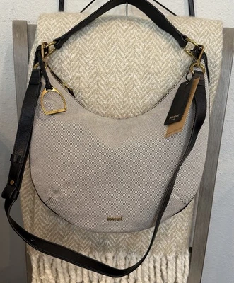 Bolso de Hombro/Cruma Hobo Margot New York Lona Negro/Crema NUEVO $248 Foto 1 de 4
