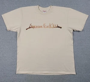 Supreme Size L Beige F*** You Crew Neck Graphic T-Shirt Short Sleeve Hands - Picture 1 of 11