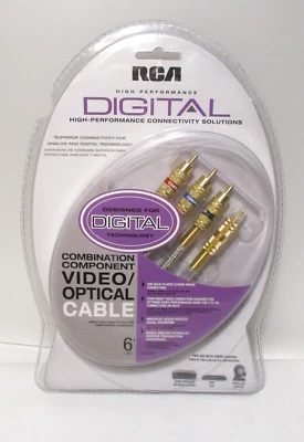RCA 24K RGB Component Video Optical SPDIF Toslink Digital Audio Cable 6' DT6CHP - Image 1 of 2