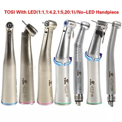 TOSI Dental 1:1/1:5/1:4.2 20:1 Fiber Optic LED Contra Angle/High Speed Handpiece