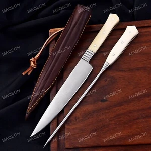 Mittelalter Messer mit Esspfriem +Scheide Wikinger Kelten handgeschmiedet 4272 - Bild 1 von 5