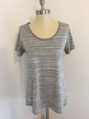 Lularoe S Classic T Tee Shirt Gray Olive Green Watercolor Blurry Stripe Small - Image 1 of 4