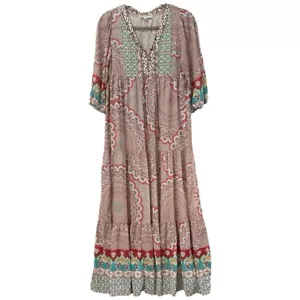 Cezele Damen Maxikleid Multi Print Dreiviertel Ballonärmel Gr. S - Bild 1 von 7