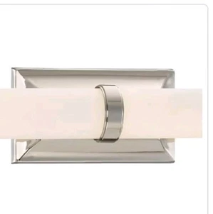 LED Vanity Light Tube Etched Glass Polished Nickel 60-Watt Equivalent Rolande - Picture 1 of 10