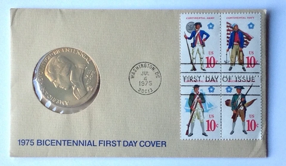 1975 Bicentennial FDC Commemorative Medal and Stamps - Paul Revere - Image 1 of 1