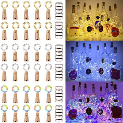 10 X Botella de Vino Corcho Hada Cadena de Luces 2M 20 Luces LED Funciona con Pilas Fiesta Foto 1 de 4
