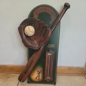Rare Vintage 3D Wood Baseball Thermometer with Baseball, Bat & Glove NICE! - Picture 1 of 12