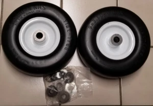2pcs 9x3.50-4 Flat Free Wheel Tire Solid Smooth Lawn Mower,3/4" or 5/8" Bearing - Picture 1 of 4