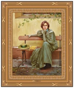 Pintura al óleo original de Ed Copley a bordo figurativa femenina firmada enmarcada obra de arte - Imagen 1 de 5
