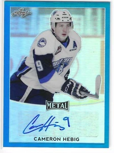 2017 LEAF METAL CAMERON HEBIG BLUE PRISMATIC AUTO #BA-CH1 29/35 SASKATOON BLADES - Picture 1 of 2