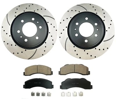 Front Brake Rotors & Ceramic Brake pads for 2010 2011 -2017 2018 Ford Expedition Foto 1 de 4