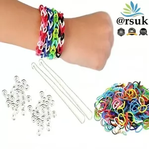 1200Pcs Loom Band Set Assorted Bracelet Jewelry Glitter Neon Loom Bands Kit UK - Picture 1 of 6