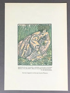 Lucien Pissarro farbiger Holzstich Quand Elle Va Sur L’Herbe… 1919 - Bild 1 von 6