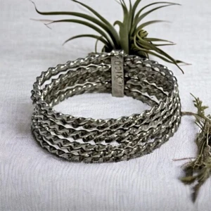 Sterling Silver 925 Mexico Multi Band Twist Wide Ring Size 8.75 9mm C89 - Picture 1 of 5