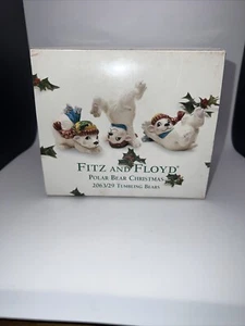 Fitz and Floyd Tumbling Polar Bear Christmas 2063/29 Porcelain Figurines Winter - Picture 1 of 4