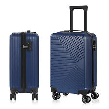 Carry On Luggage 20" Hardside Suitcase ABS Spinner Wheels with Lock Navy Blue