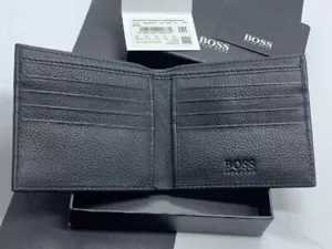 NEW HUGO BOSS MEN'S BARDIO BLAK LEATHER WALLET WITH COIN POCKET' - Picture 1 of 8