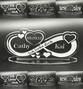 ❤ Aufsteller mit Gravur Personalisiert Tischaufsteller mit Wunschtext Unendlich❤ - Bild 1 von 15