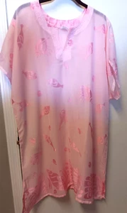 Barefoot Attitude Women’s XL Sheer Pink Fish Beach Or Pool Swimsuit Coverup - Picture 1 of 6