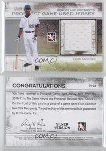 2011 ITG Heroes and Prospects Prospect Game-Used Jersey Silver Elvis Sanchez