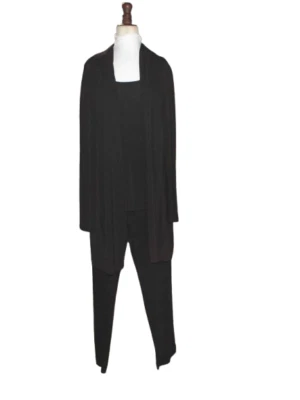 Ensemble "Christiane Laure" 3 pieces en crêpe brun - Photo 1/4