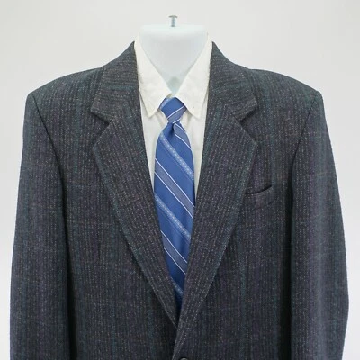 Abrigo deportivo de lana de tweed Haggar Gallery 38R Spec gris verde marrón púrpura ventana Foto 1 de 4