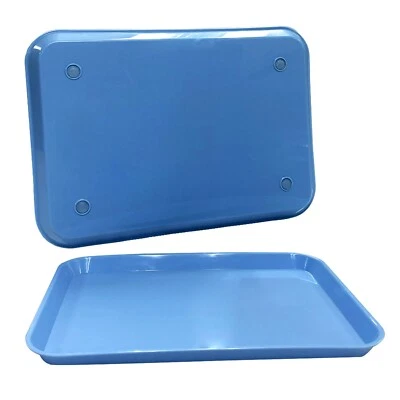Plastic Eating Food Serving Tray for Cafeteria Lunch Kids, 13.25" x 9.75", Blue - Image 1 of 2