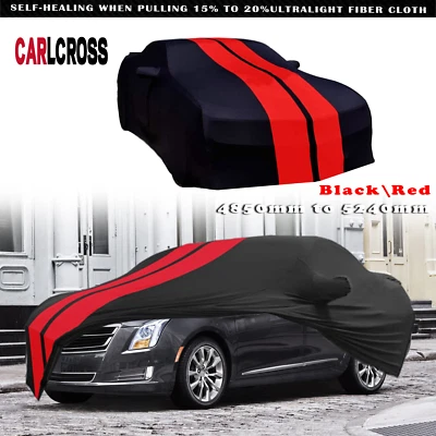 For Cadillac XTS CT6 Red/Black Full Car Cover Satin Stretch Indoor Dust Proof A+ - Image 1 of 4