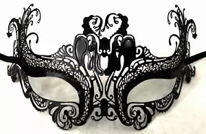 Masquerade Eye Face Mask Venetian Filigree Lace Renaissance Costume Black Purple - Picture 1 of 4