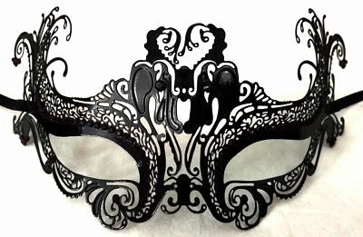 Masquerade Eye Face Mask Venetian Filigree Lace Renaissance Costume Black Purple - Image 1 of 4